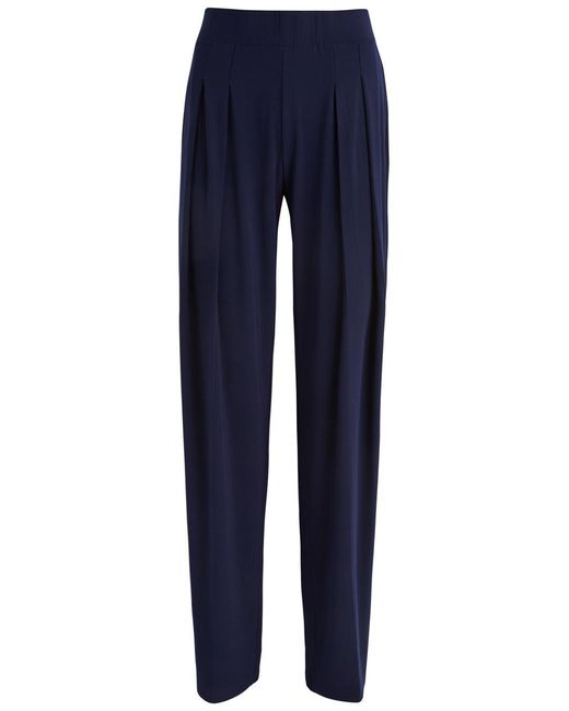 Norma Kamali Blue Tapered Stretch-Jersey Trousers