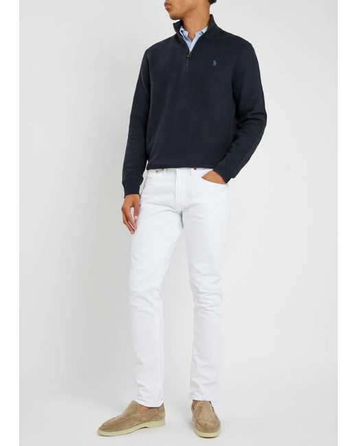 Polo Ralph Lauren Blue Half-Zip Cotton-Knit Jumper for men