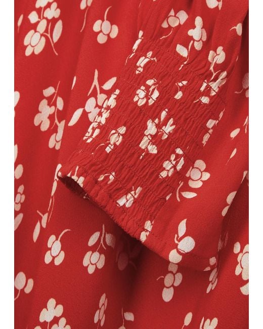 Rixo Red Zadie Floral-print Midi Dress