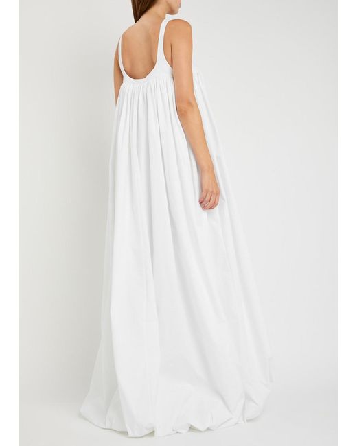 ARMARIUM White Nora Pleated Cotton-Poplin Maxi Dress