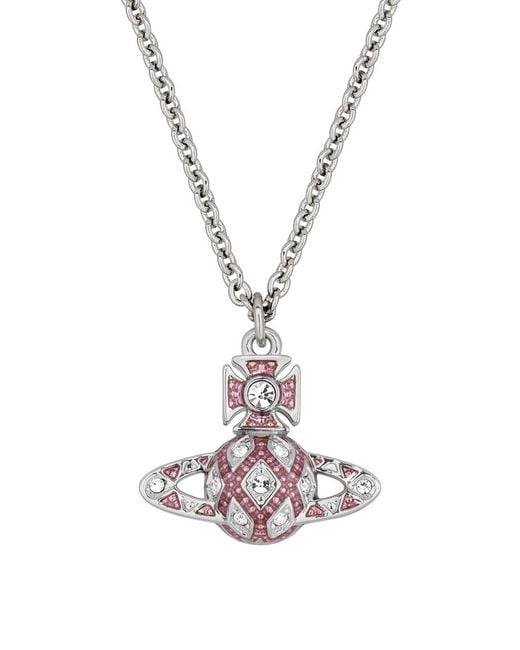 Vivienne Westwood White Rachelle Bas Relief Crystal-Embellished Orb Necklace