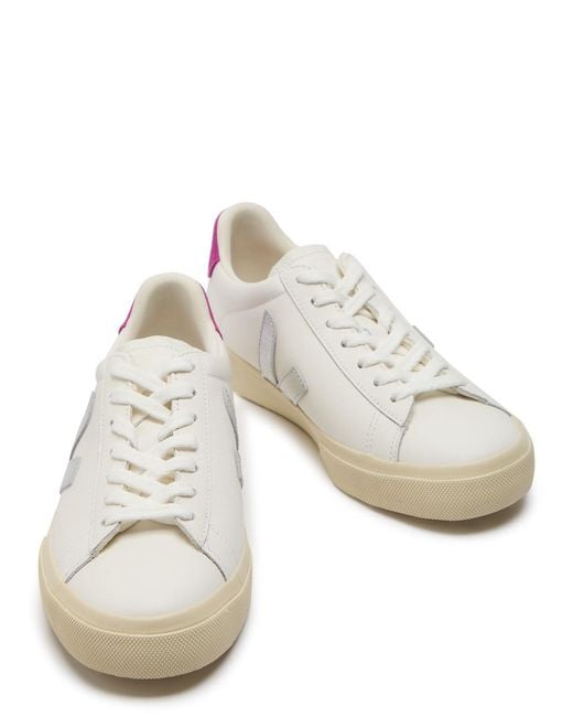 Veja White Campo Logo-Appliquéd Grained Leather Sneakers