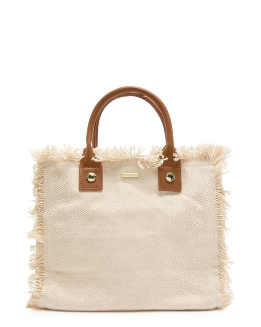 Melissa Odabash Natural Porto Cervo Canvas Top Handle Bag