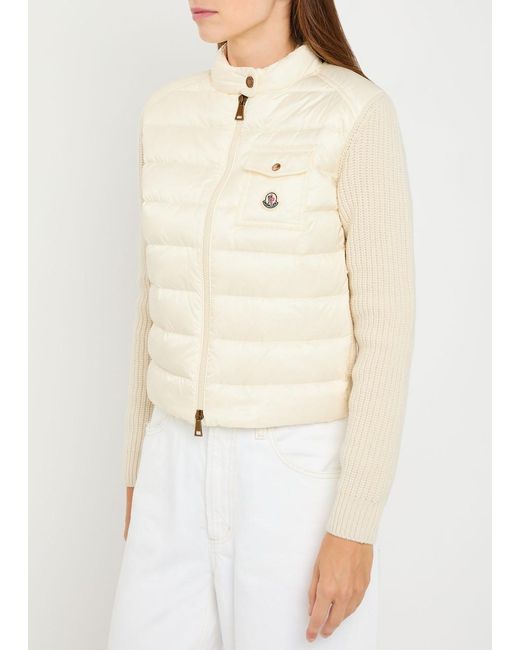 Moncler Natural Quilted Wool And Cashmere-Blend Cardigan