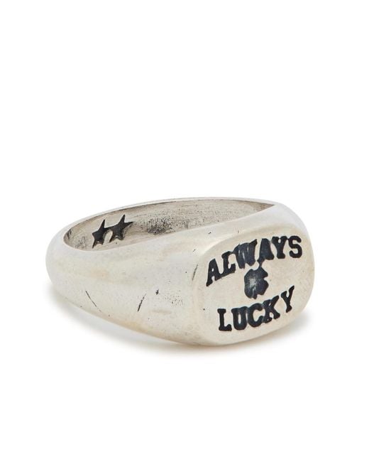Twojeys White Always Lucky Sterling-Plated Signet Ring for men