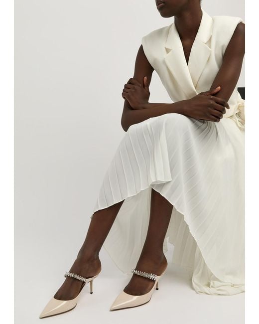 Jimmy Choo Bing 65 Off-white Patent Leather Mules