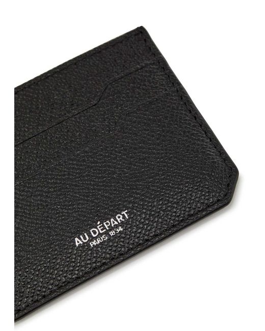 AU DEPART Black Patterned Leather Card Holder for men