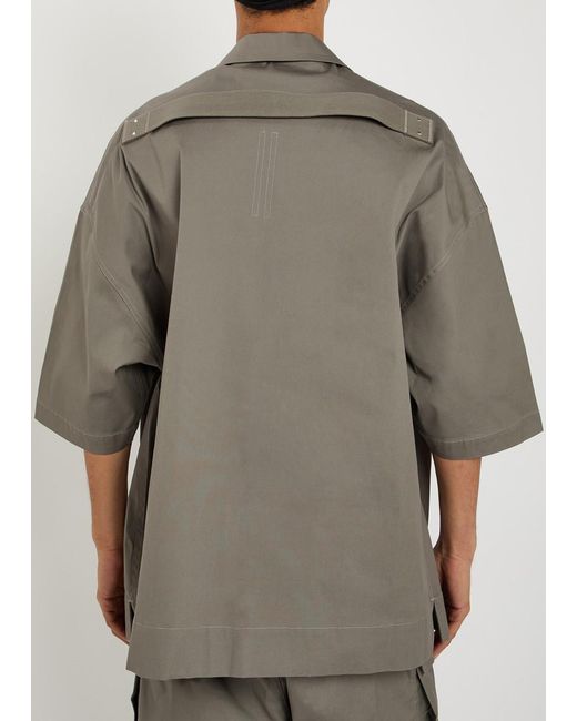 Rick Owens Gray Magnum Tommy Oversized Stretch-Cotton Poplin Shirt for men