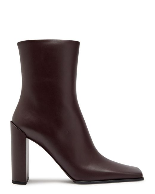 Alaïa Brown Square Toe Leather Ankle Boots