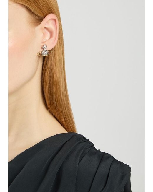 Vivienne Westwood White Mayfair Bas Relief Two-Toned Rhodium-Plated Stud Earrings