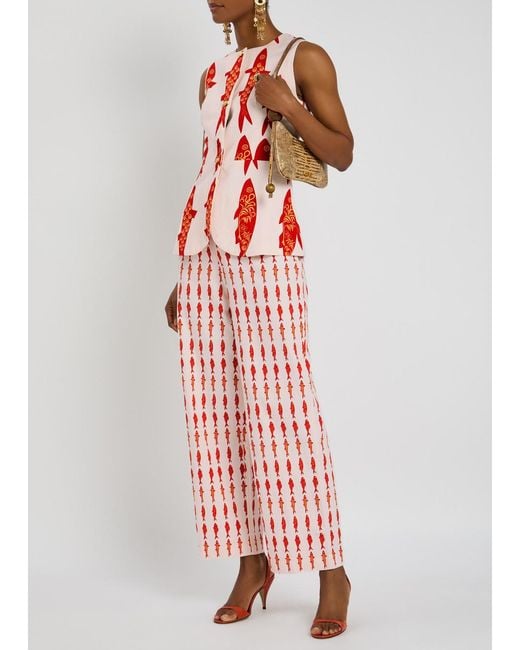 Never Fully Dressed Red Marina Sol Cotton Waistcoat Top