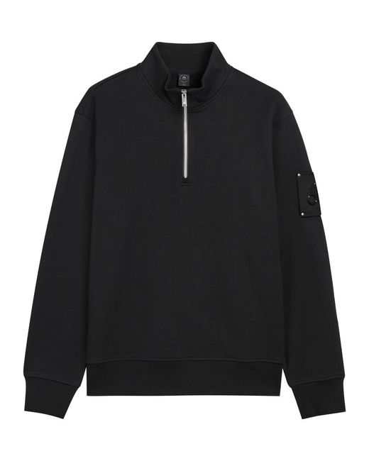 Moose Knuckles Black Hartsfield Half-Zip Cotton Sweatshirt for men