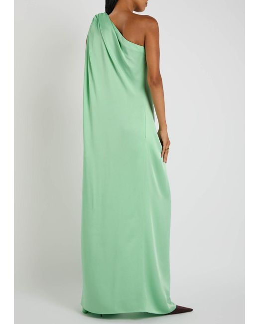 Stella McCartney Green Crystal-Embellished One-Shoulder Satin Gown