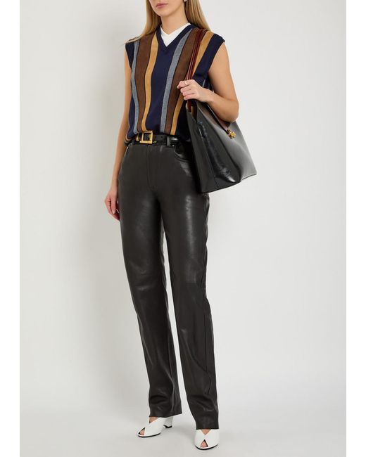 Versace Blue Patchwork Fine-Knit Wool And Suede Vest