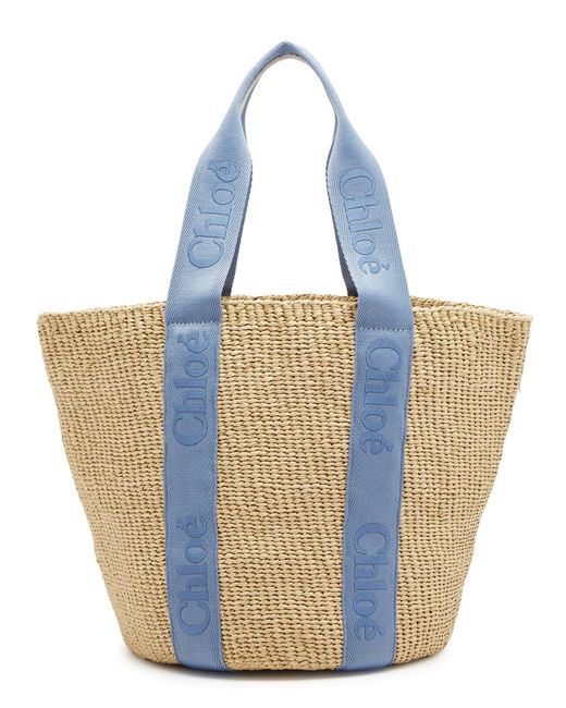 Chloé Blue Sense Raffia Basket Bag