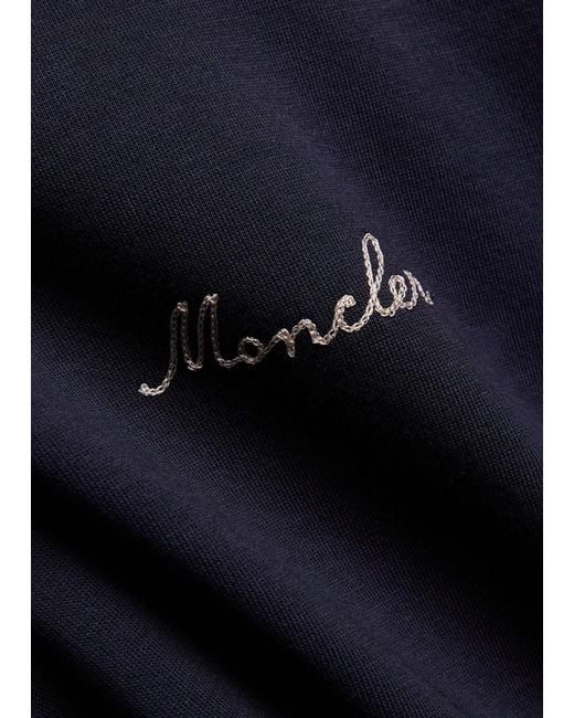 Moncler Blue Logo-Embroidered Cotton-Blend Sweatshirt for men