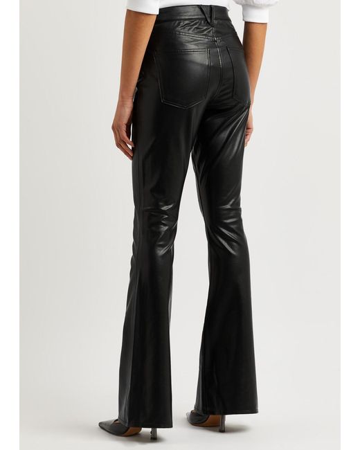 Veronica Beard Black Beverly Flared Faux-leather Trousers