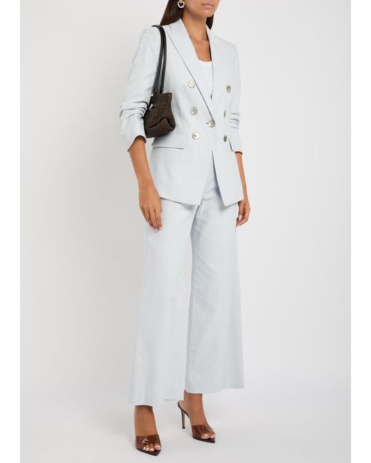 Veronica Beard White Cassidee Wide-Leg Twill Trousers