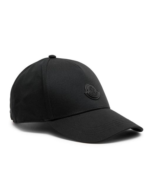 Moncler Black Logo Cotton Cap for men