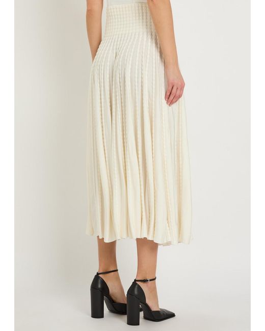 Alaïa Natural Textured Knit Midi Skirt