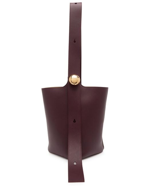 Loewe Purple Pebble Medium Leather Bucket Bag