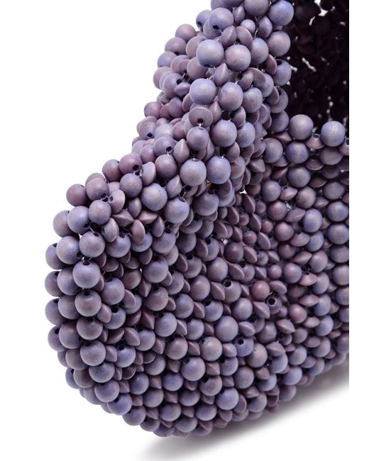 Aranaz Purple Lagrima Beaded Top Handle Bag