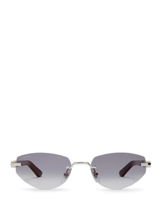 Cartier White Rimless Round-Frame Sunglasses