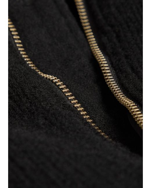 vowels Black Fine-Knit Wool Bomber Jacket for men