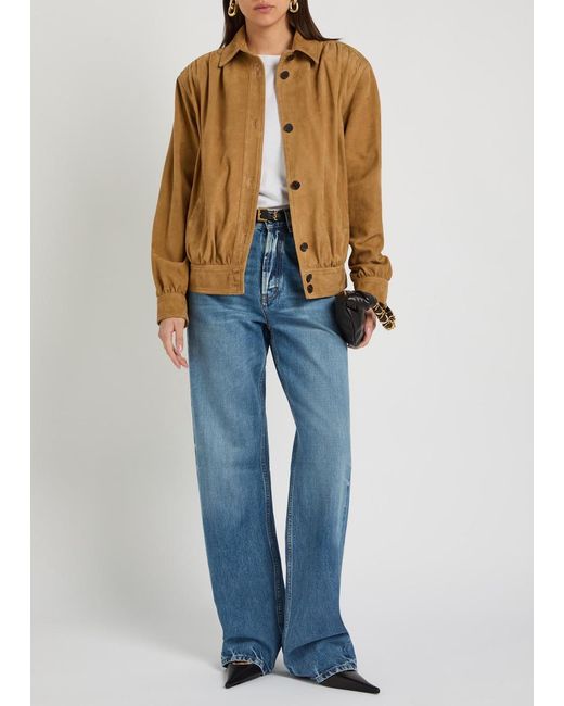 Saint Laurent Brown Gathered Suede Jacket