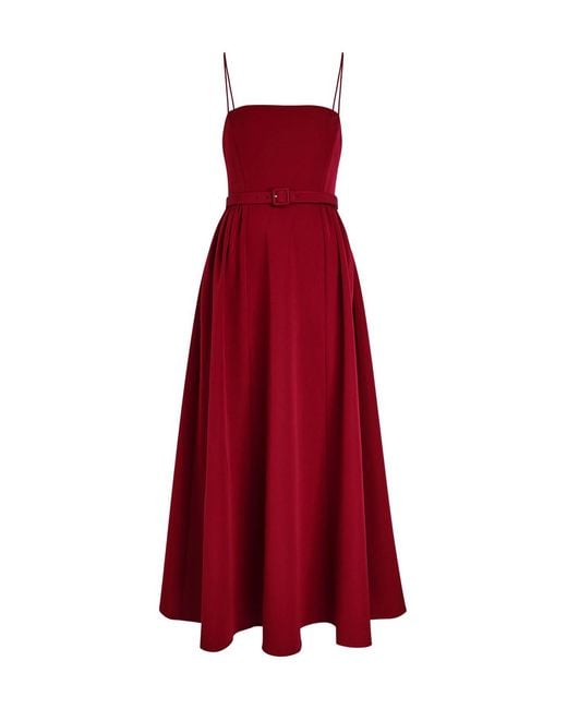 Roland Mouret Red Belted Stretch-Crepe Maxi Dress