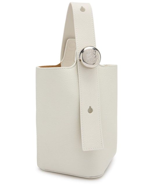 Loewe White Pebble Mini Leather Bucket Bag