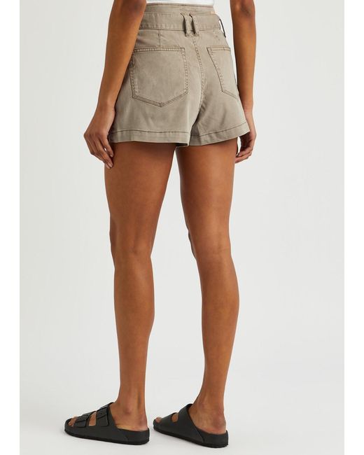 PAIGE Natural Anessa Belted Stretch-denim Shorts, Shorts,