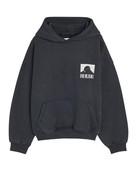 Rhude Black Moonlight Pack Printed Hooded Cotton Sweatshirt for men