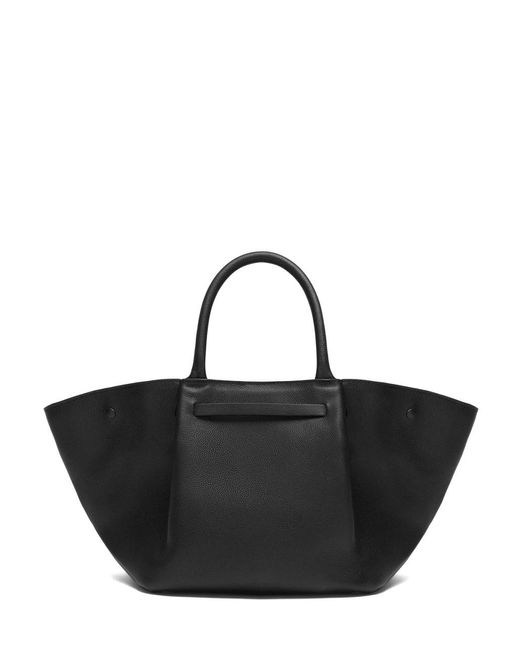DeMellier London Black The New York Midi Grained Leather Tote