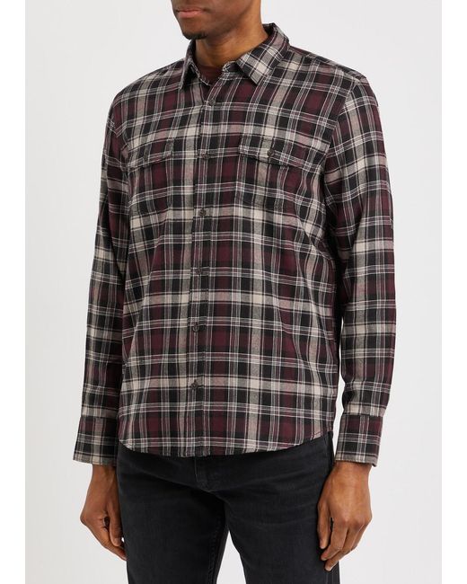 PAIGE Red Everett Checked Cotton-blend Shirt for men