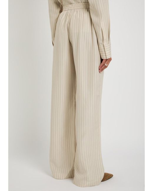 Rohe Natural Wide-Leg Silk-Chiffon Trousers