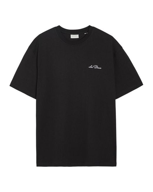 Les Deux Black Logo-Embroidered Cotton T-Shirt for men
