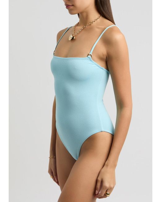 Melissa Odabash Blue Palma Ribbed Swimsuit