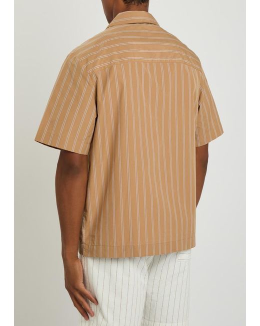 A.P.C. Natural Beckett Logo-Embroidered Striped Cotton-Poplin Shirt for men