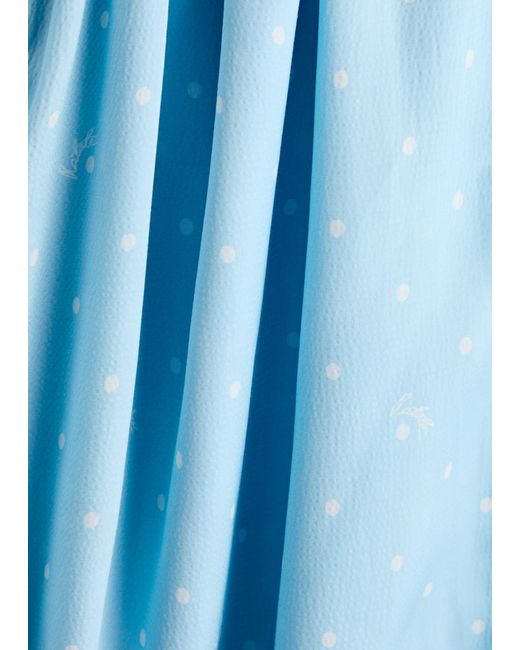 ROTATE SUNDAY Blue Polka-Dot Satin Wrap Dress