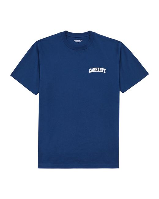 Carhartt Blue University Script Logo-Print Cotton T-Shirt for men