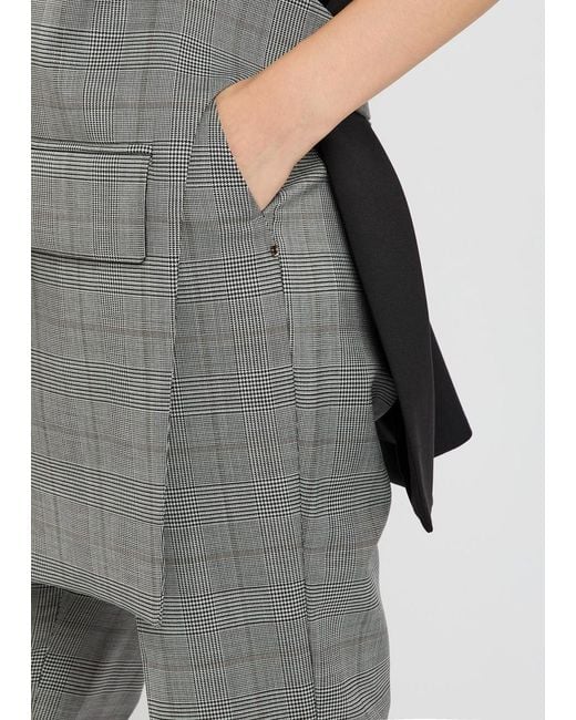 Sportmax Gray Checked Flared-Leg Wool Trousers