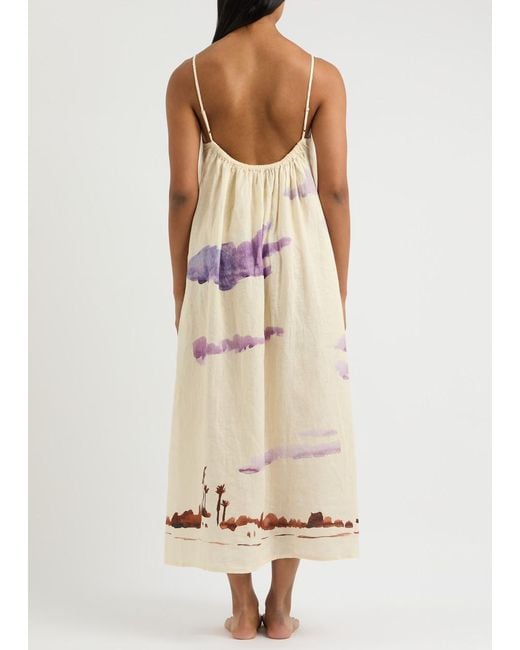 Desmond & Dempsey Natural Mirage Printed Linen Night Dress