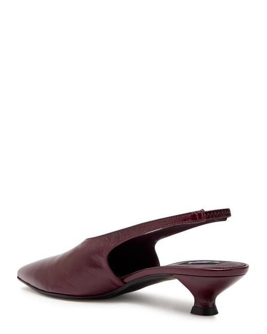 Alohas Brown Eros 45 Glossed Leather Slingback Pumps
