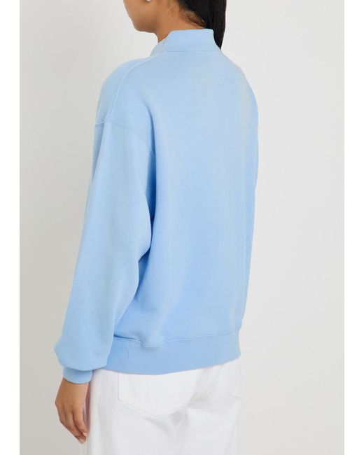 Polo Ralph Lauren Blue Logo-Embroidered Cotton-Blend Polo Sweatshirt