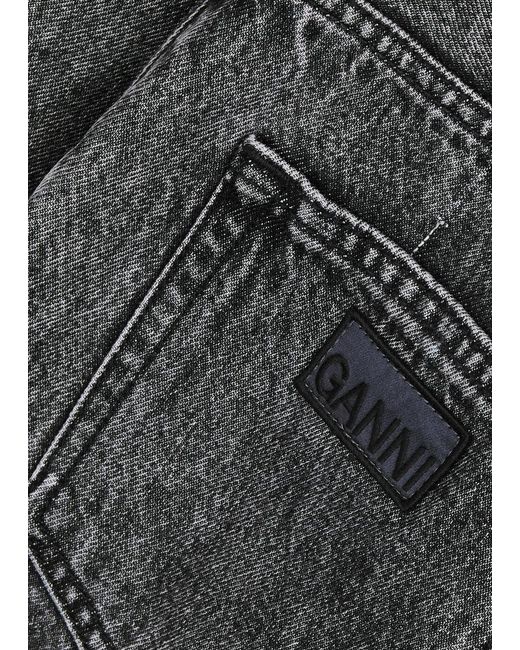 Ganni Gray Angi Acid-wash Wide-leg Jeans