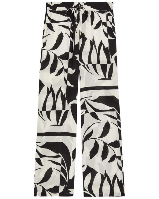 Max Mara Women's White Voto Printed Wide-Leg Silk Pants