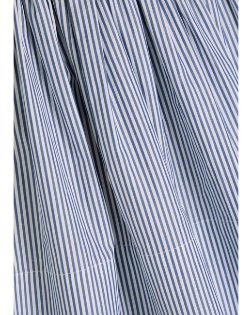 Suzie Kondi Blue Fousta Striped Cotton-Poplin Mini Skirt