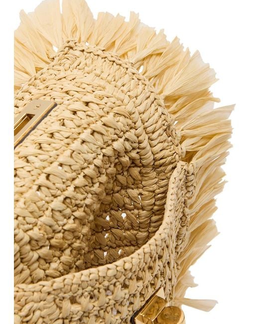 Anya Hindmarch Natural Fringed Raffia And Leather Cross-Body Phone Pouch