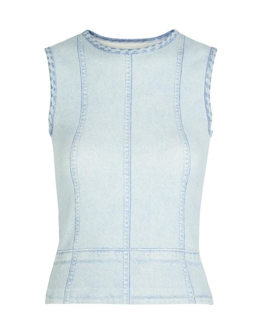 Rag & Bone Blue Mirimar Printed Stretch-Cotton Tank